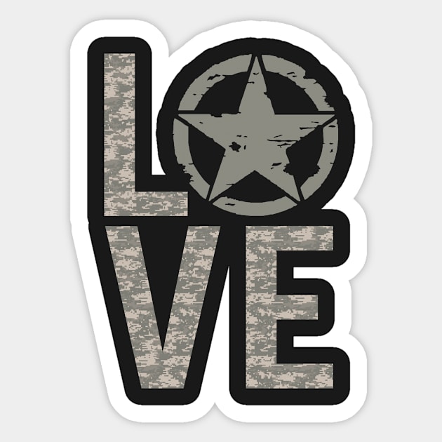 US Army Love Star Tshirt Sticker by andytruong